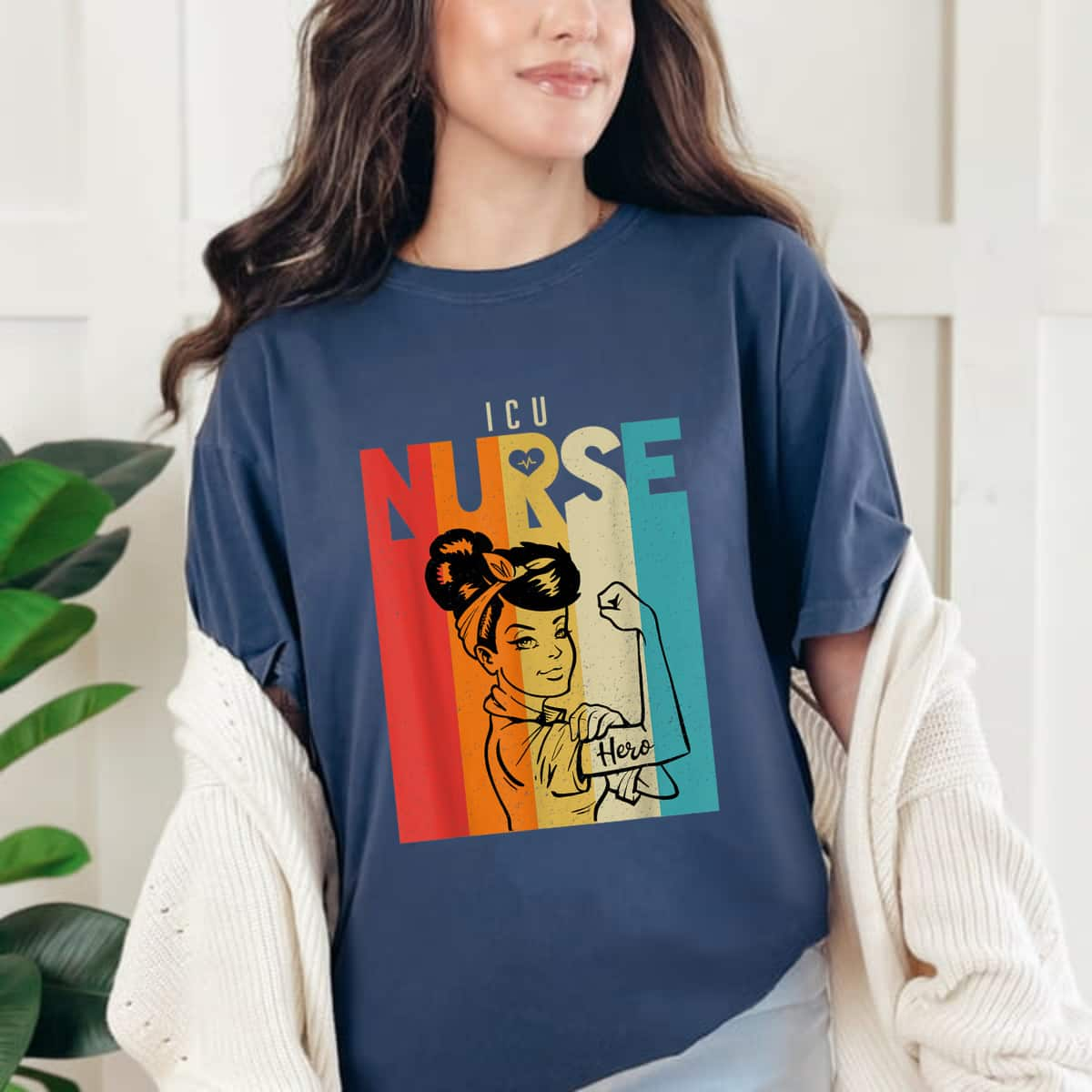 Vintage Rosie The Riveter ICU Nurse T-Shirt