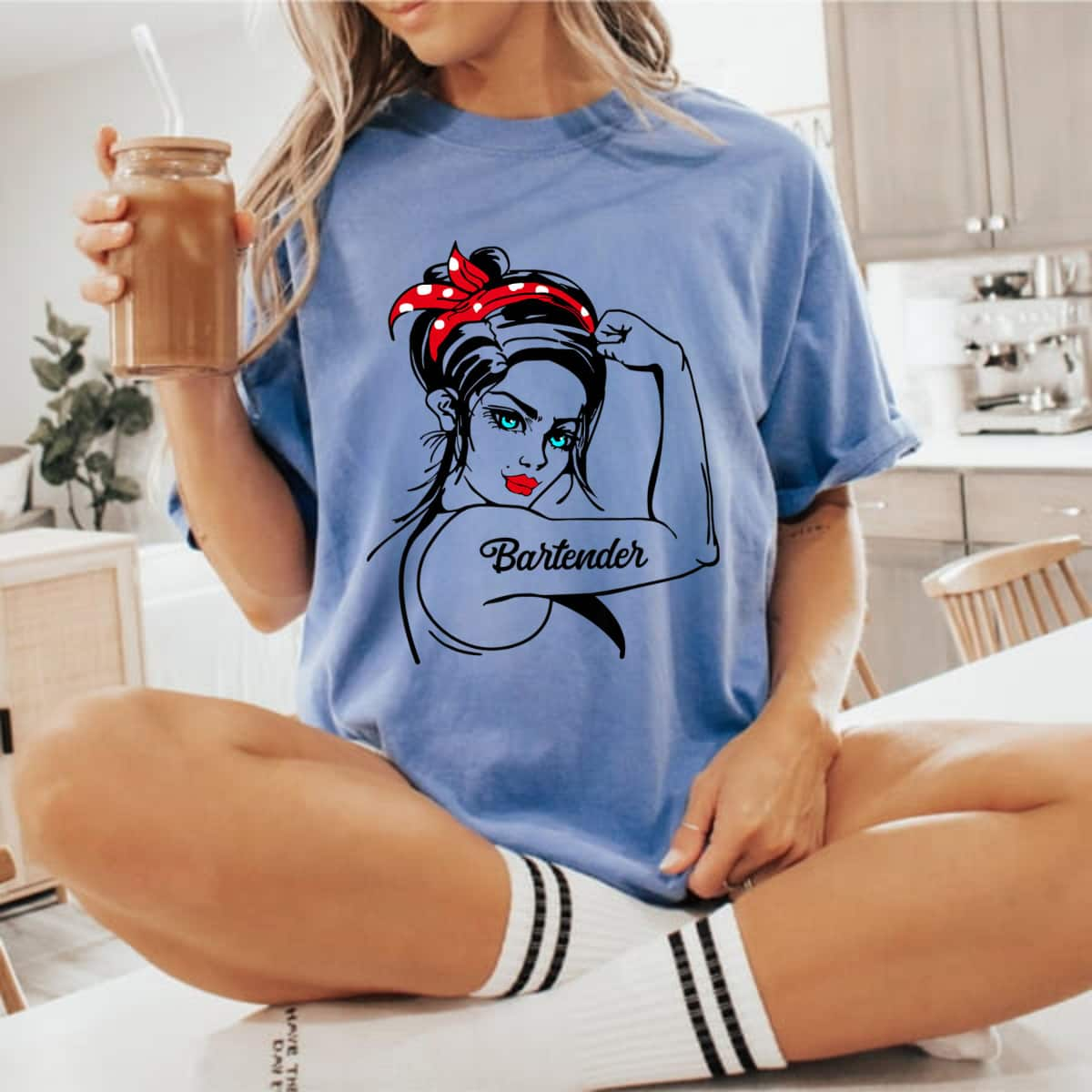 Bartender Rosie The Riveter Pin Up T-Shirt