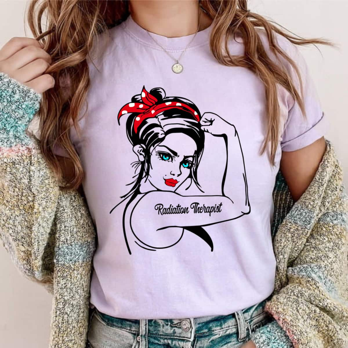 Female Radiation Therapist Rosie The Riveter Pin Up Girl T-Shirt