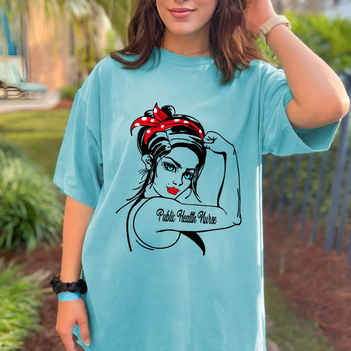 Public Health Nurse Rosie The Riveter Pin Up T-Shirt