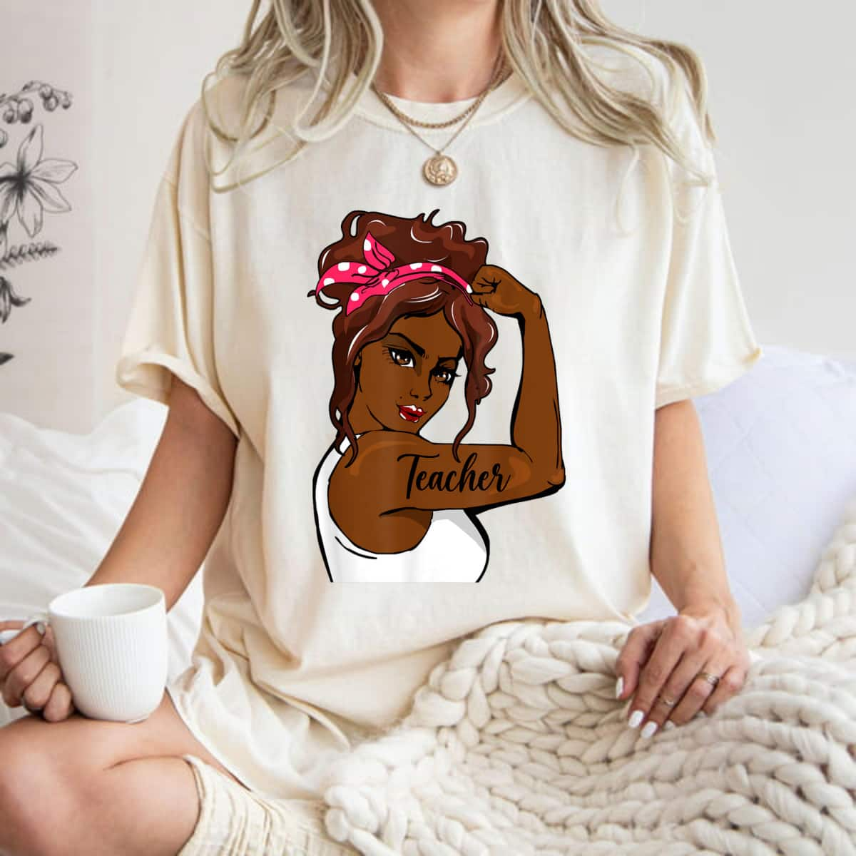 Black History Pin Up Rosie The Riveter Teacher T-Shirt