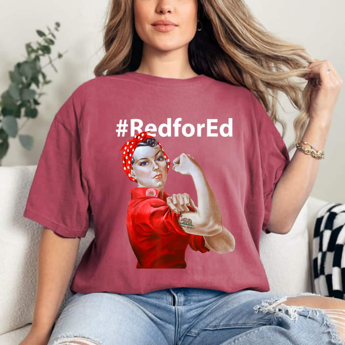 Red For Ed California Rosie The Riveter T-Shirt