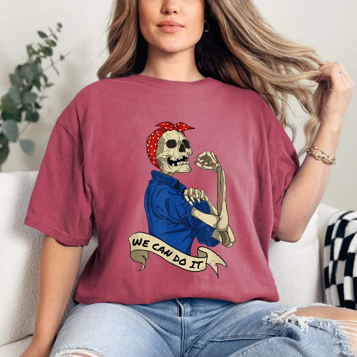 Rosie The Riveter, We Can Do It Skull T-Shirt