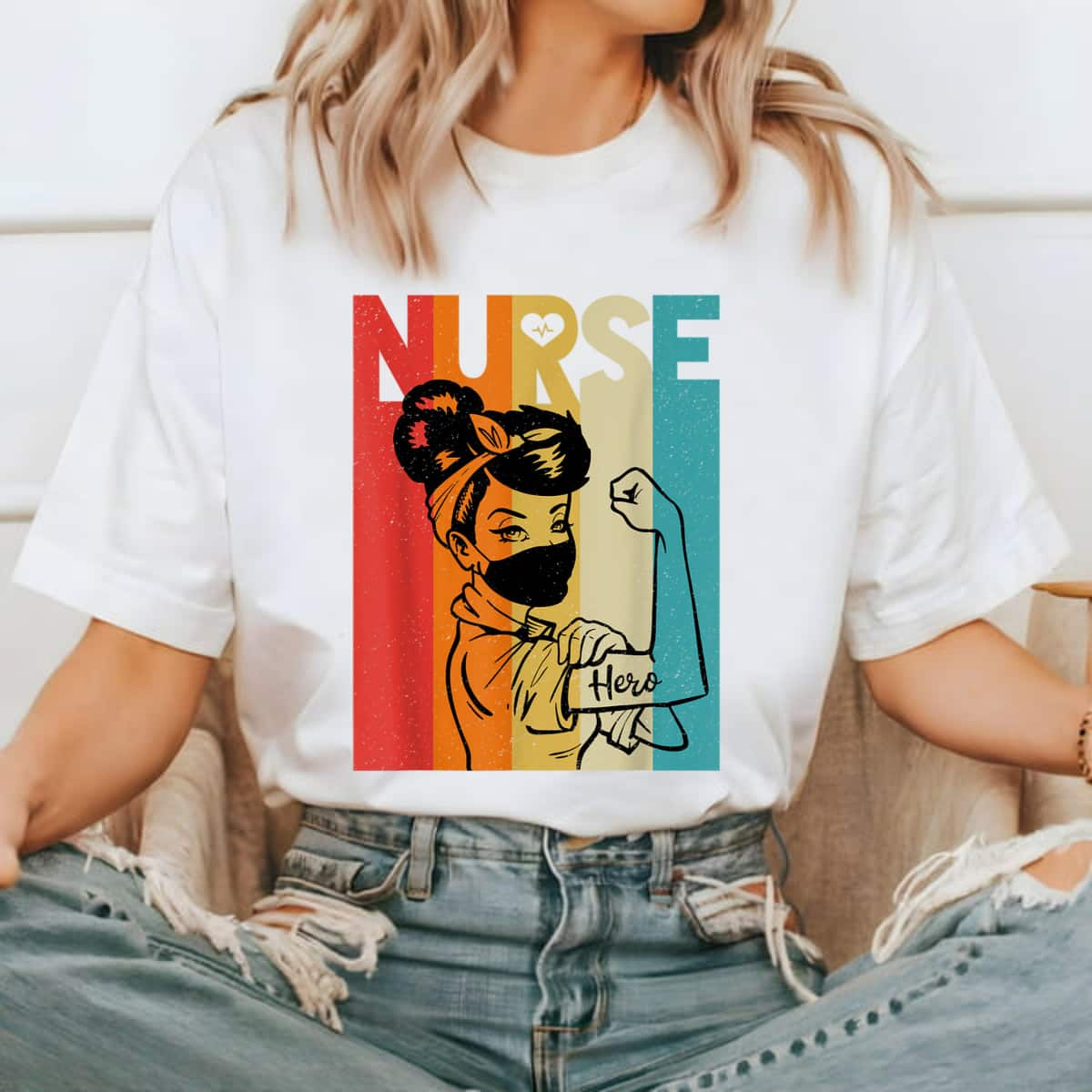 Vintage Rosie The Riveter Nurse Face Mask Edition T-Shirt