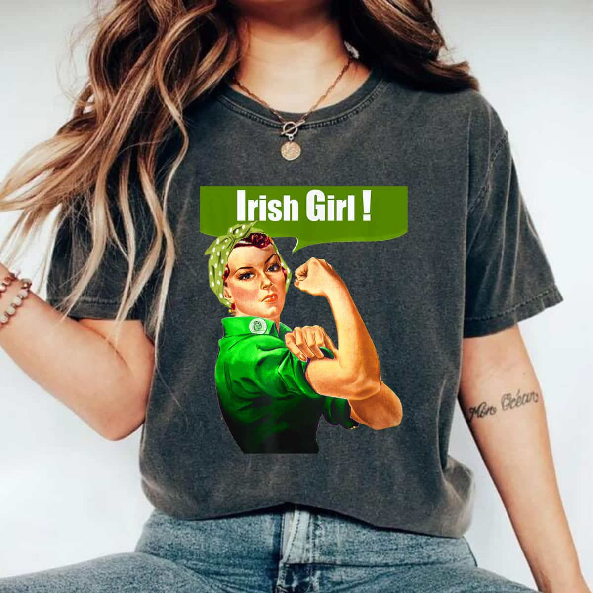 Rosie The Riveter Girl Irish Girl Pride T-Shirt