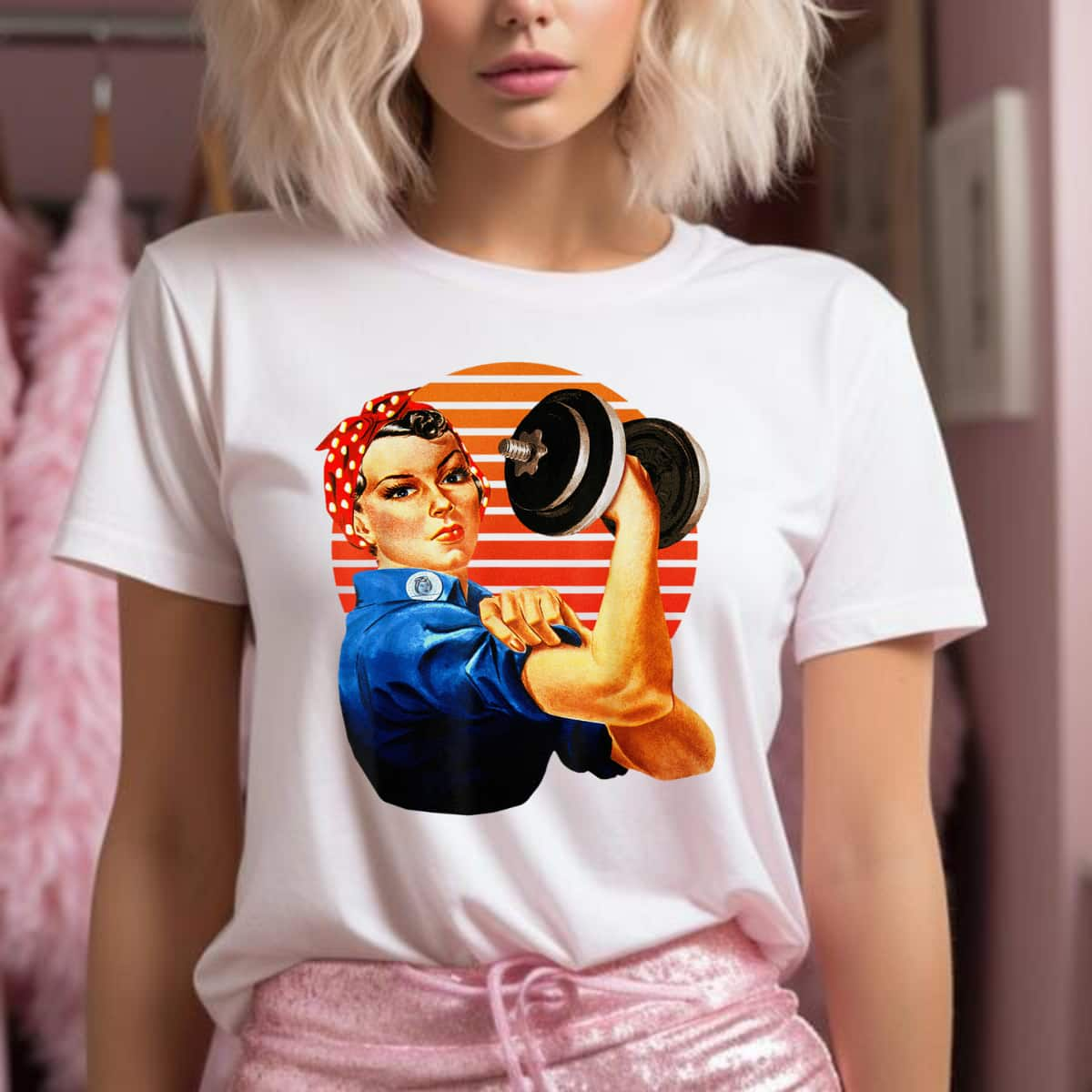 We Can Do It Rosie The Riveter Fun Fitness Workout Lifting T-Shirt