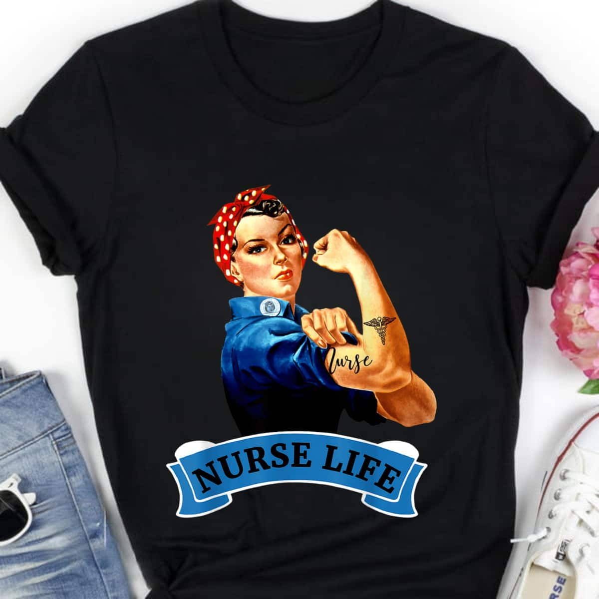 Rosie The Riveter Vintage Retro Nurse Life RN T-Shirt