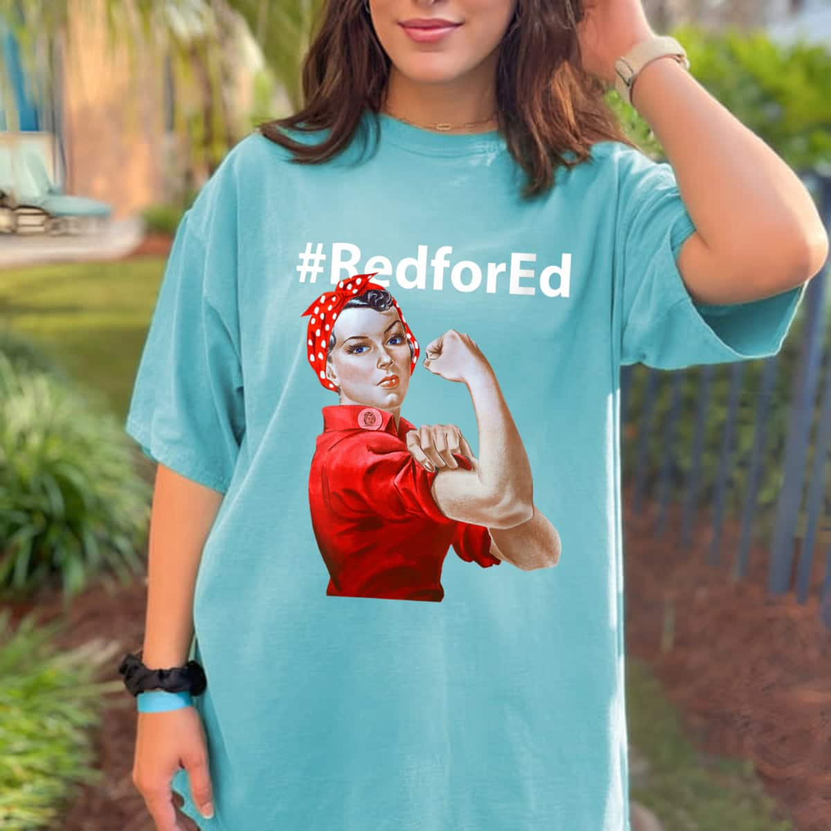 Womens Red For Ed Rosie The Riveter T-Shirt