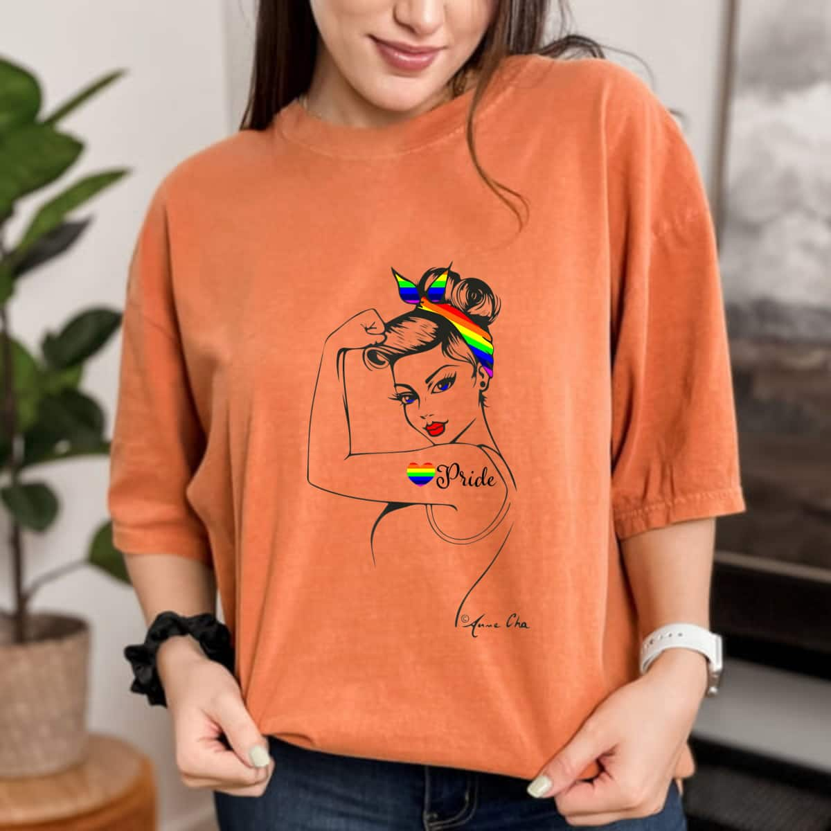 Pride LGBT Girl Power Pin Up Art Modern Rosie The Riveter T-Shirt