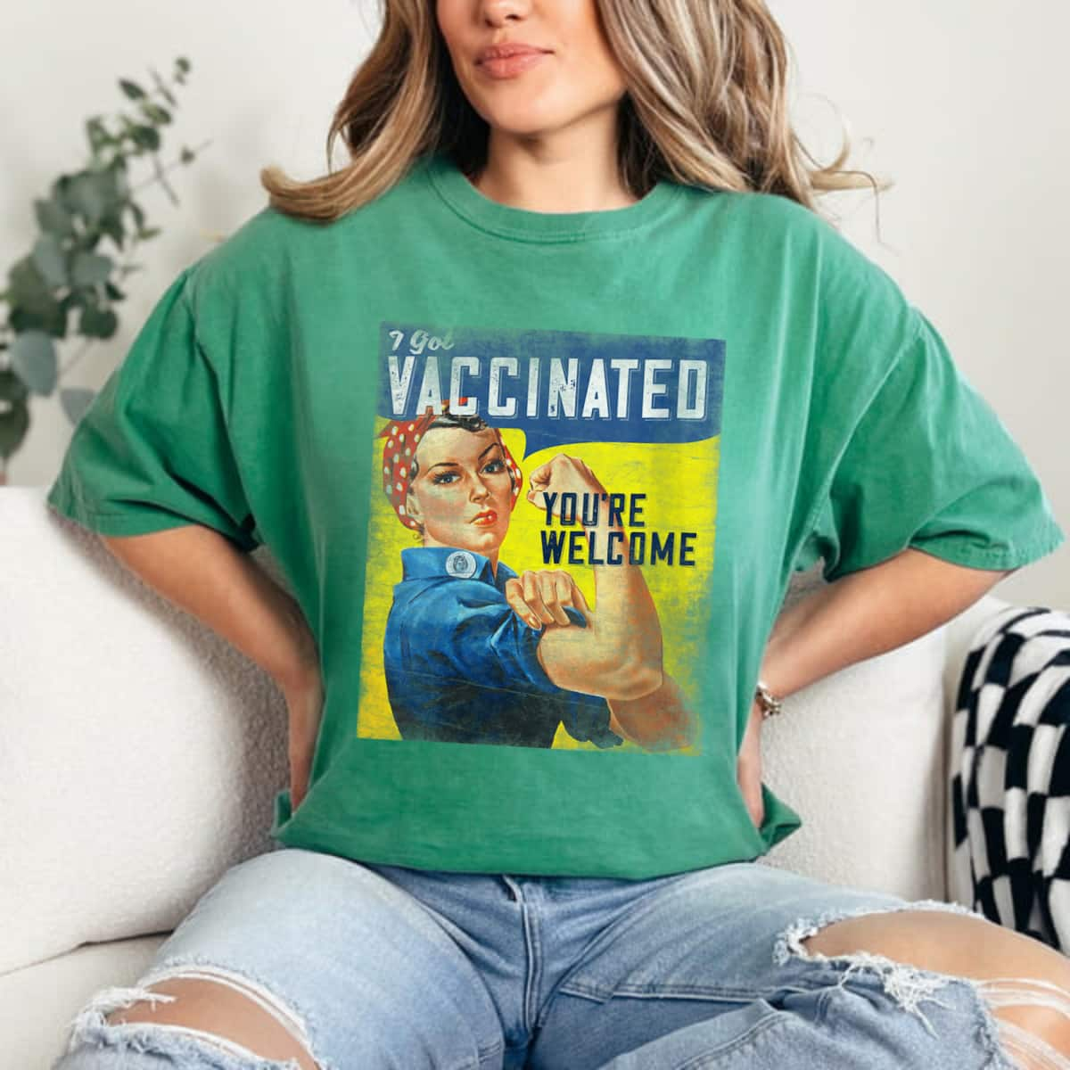 Womens Pro Vaccine, I Got Vaccinated, Rosie The Riveter Vaccinator T-Shirt