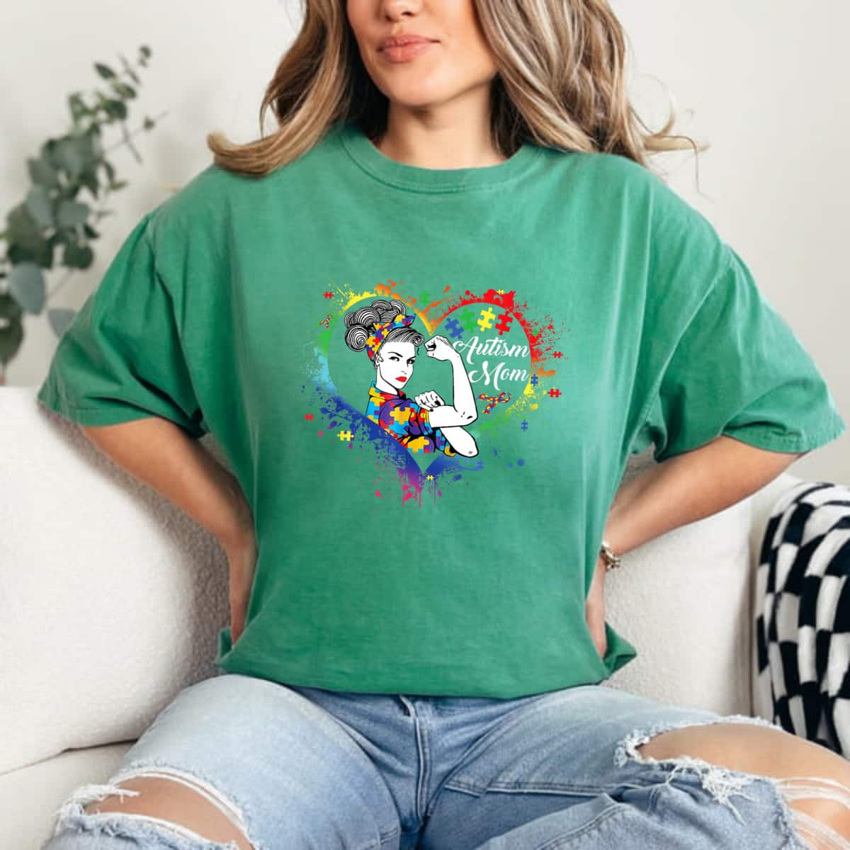 Autism Mom Rosie The Riveter Unbreakable T-Shirt