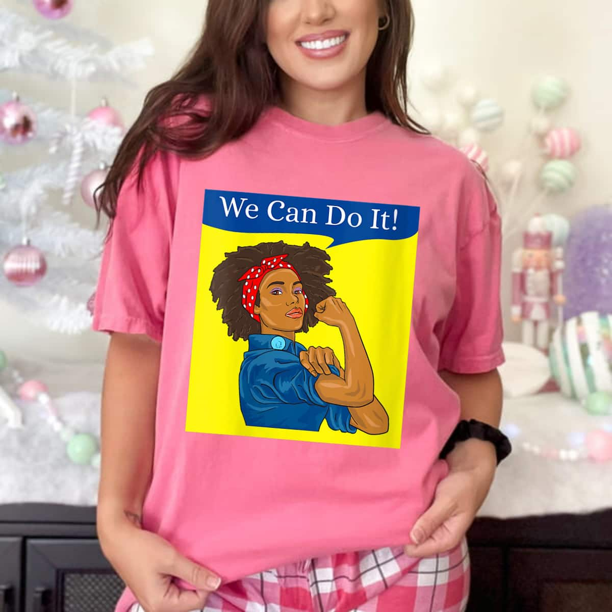 Womens Rosie The Riveter We Can Do It African American T-Shirt