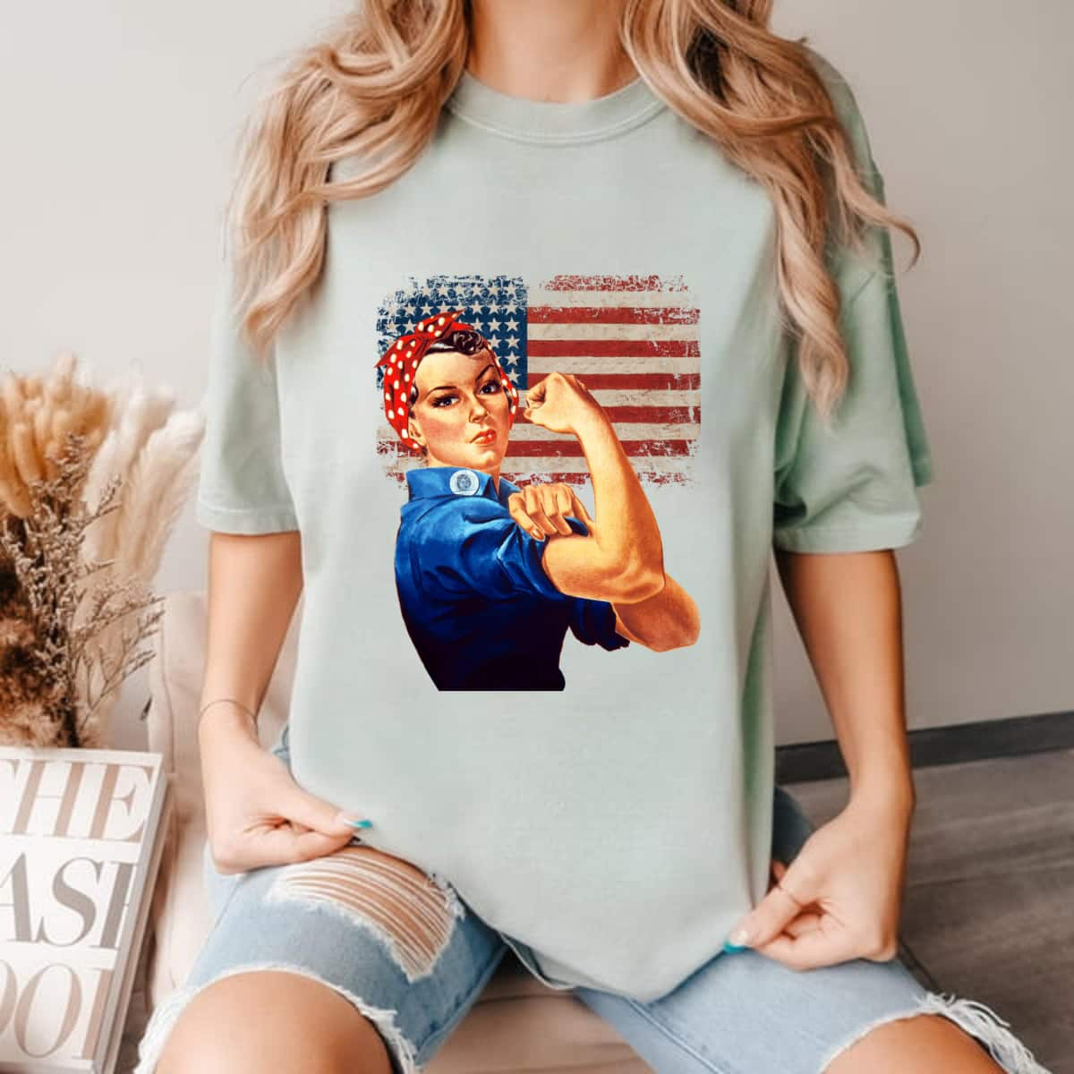 Rosie The Riveter American Flag Usa Rosie The Riveter T-Shirt