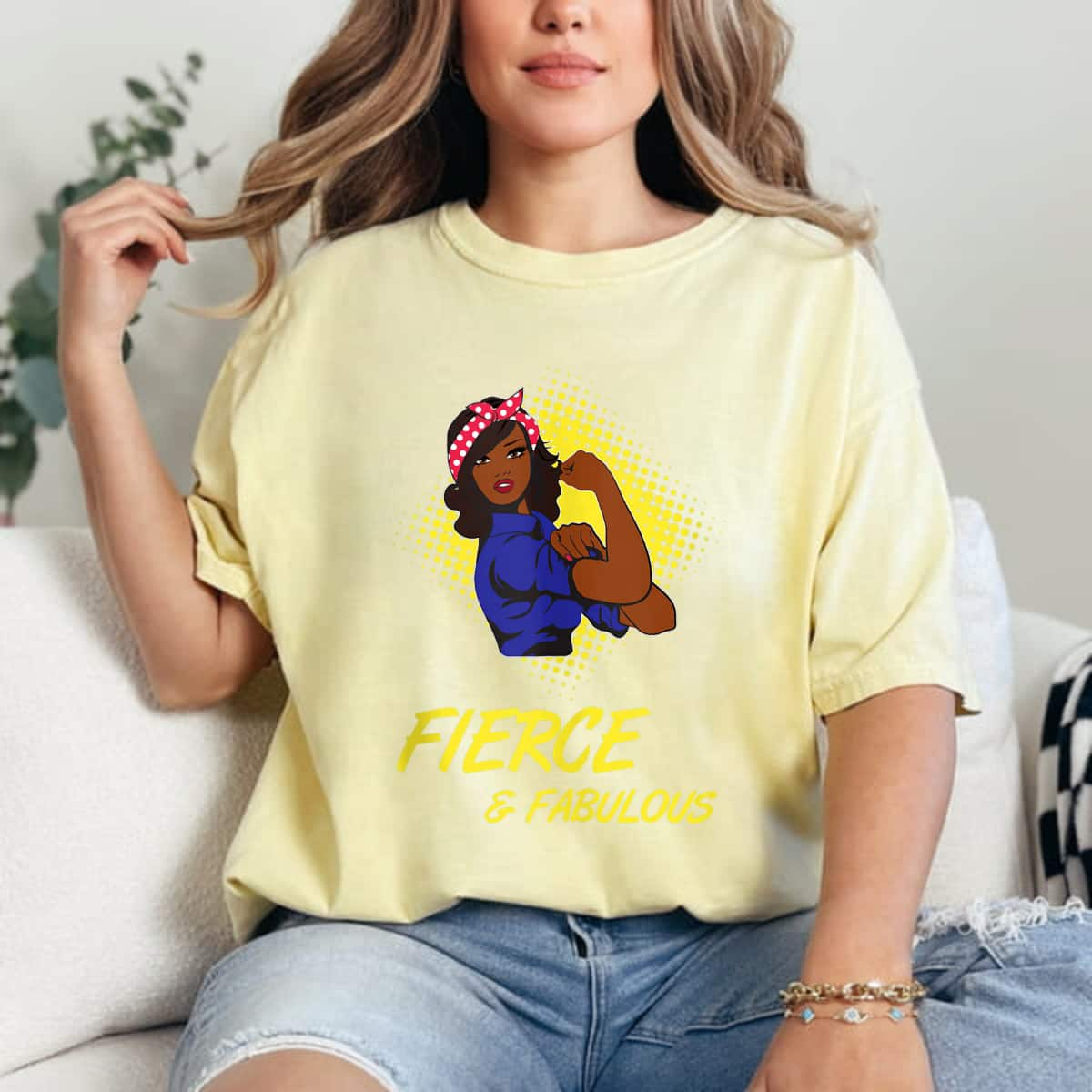 African Black Rosie The Riveter Fierce And Fabulous T-Shirt