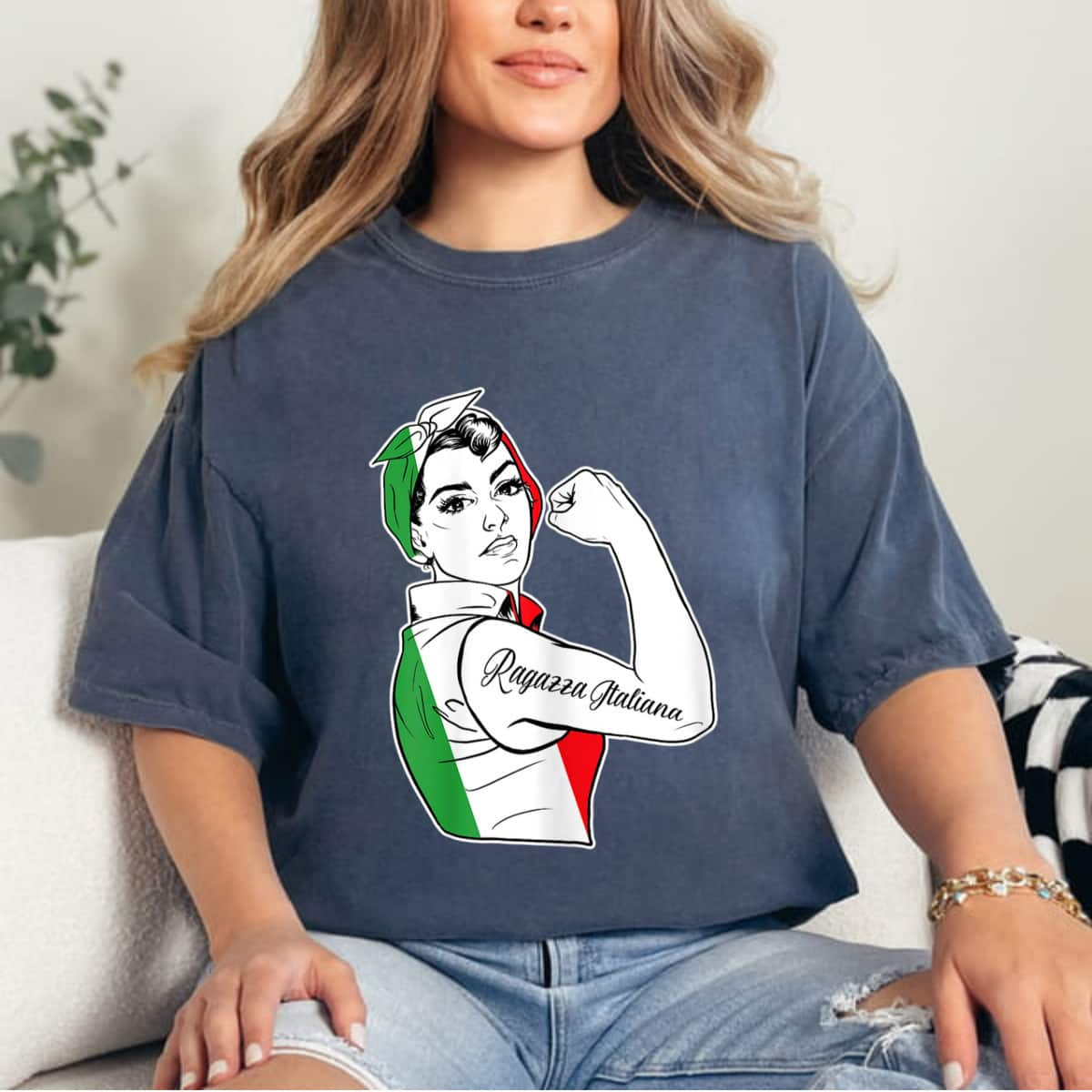 Womens Rosie The Riveter Feminist Italy Pride - Italian T-Shirt