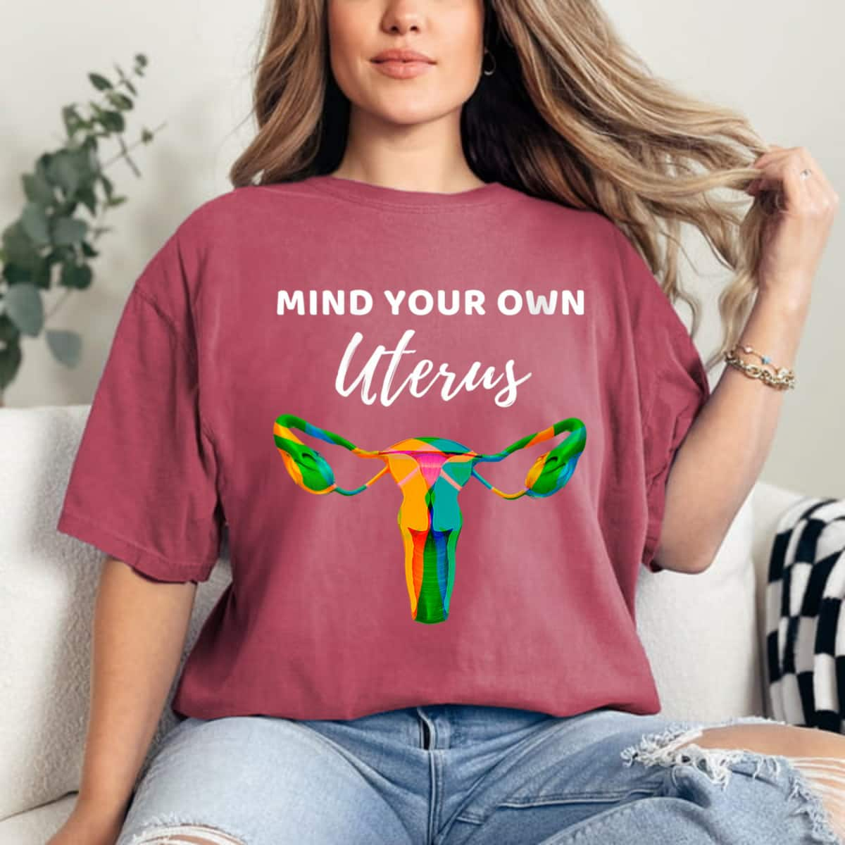 Womens Mind Your Own Uterus Sarcastic Feminist Rights T-Shirt