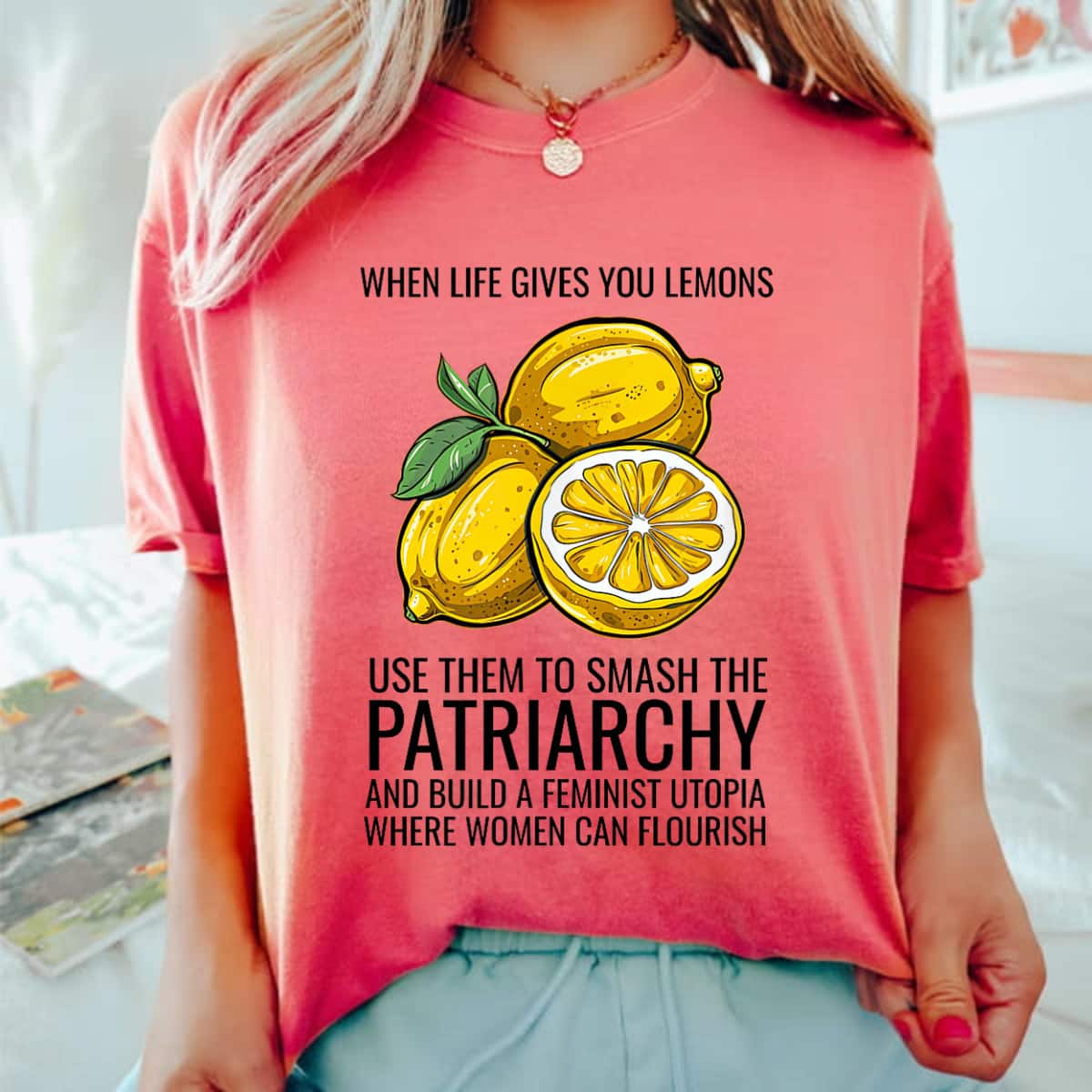 Cute Lemon Feminist Art Funny Feminism Female Empowerment T-Shirt