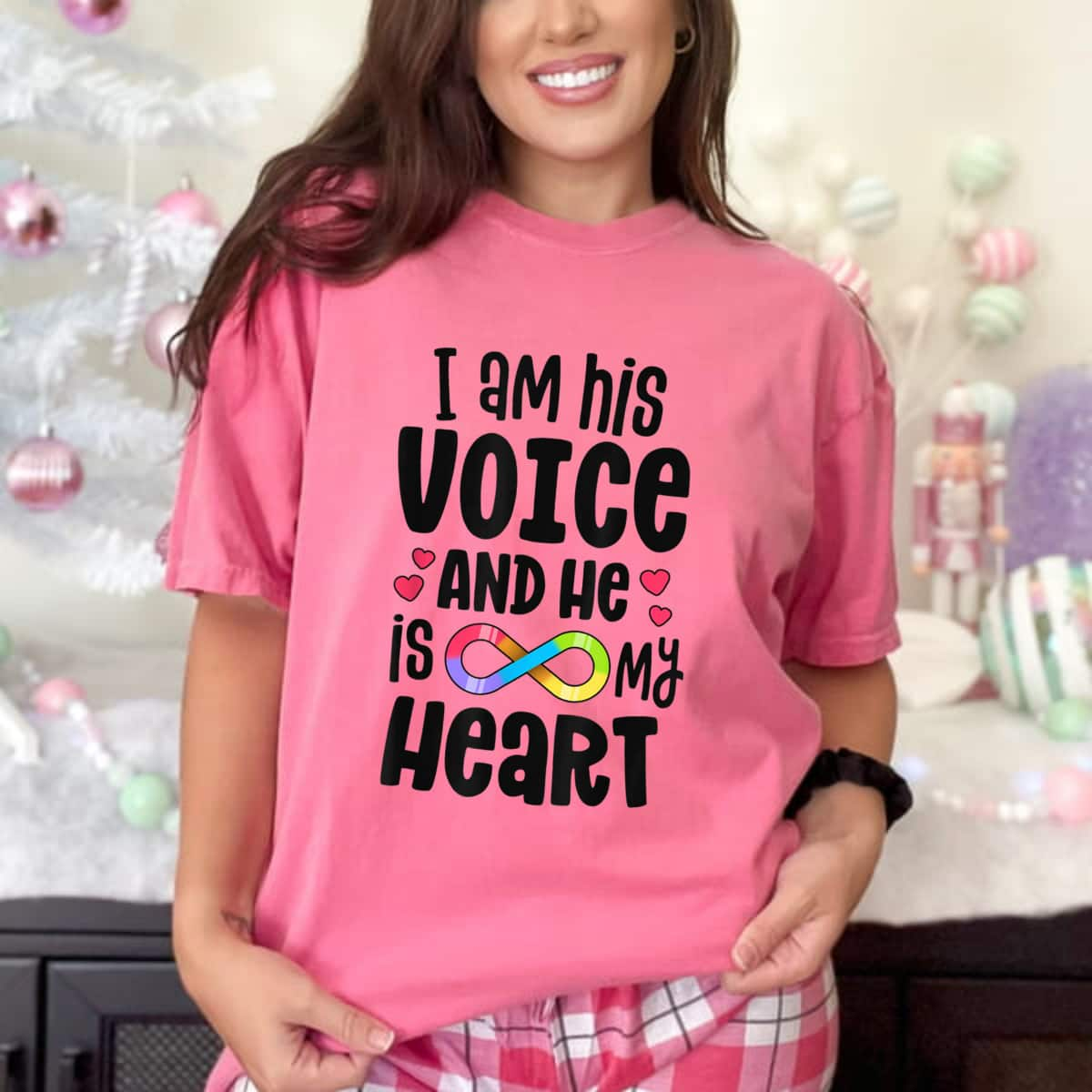 Nonverbal Autism Autistic Mom Acceptance I Am His Voice T-Shirt