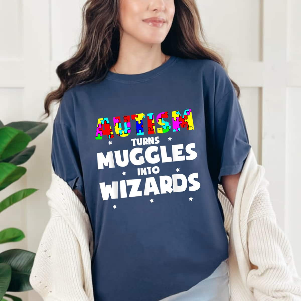 Autism Turns Muggles In To Wizards Autism Awareness Puzzle T-Shirt