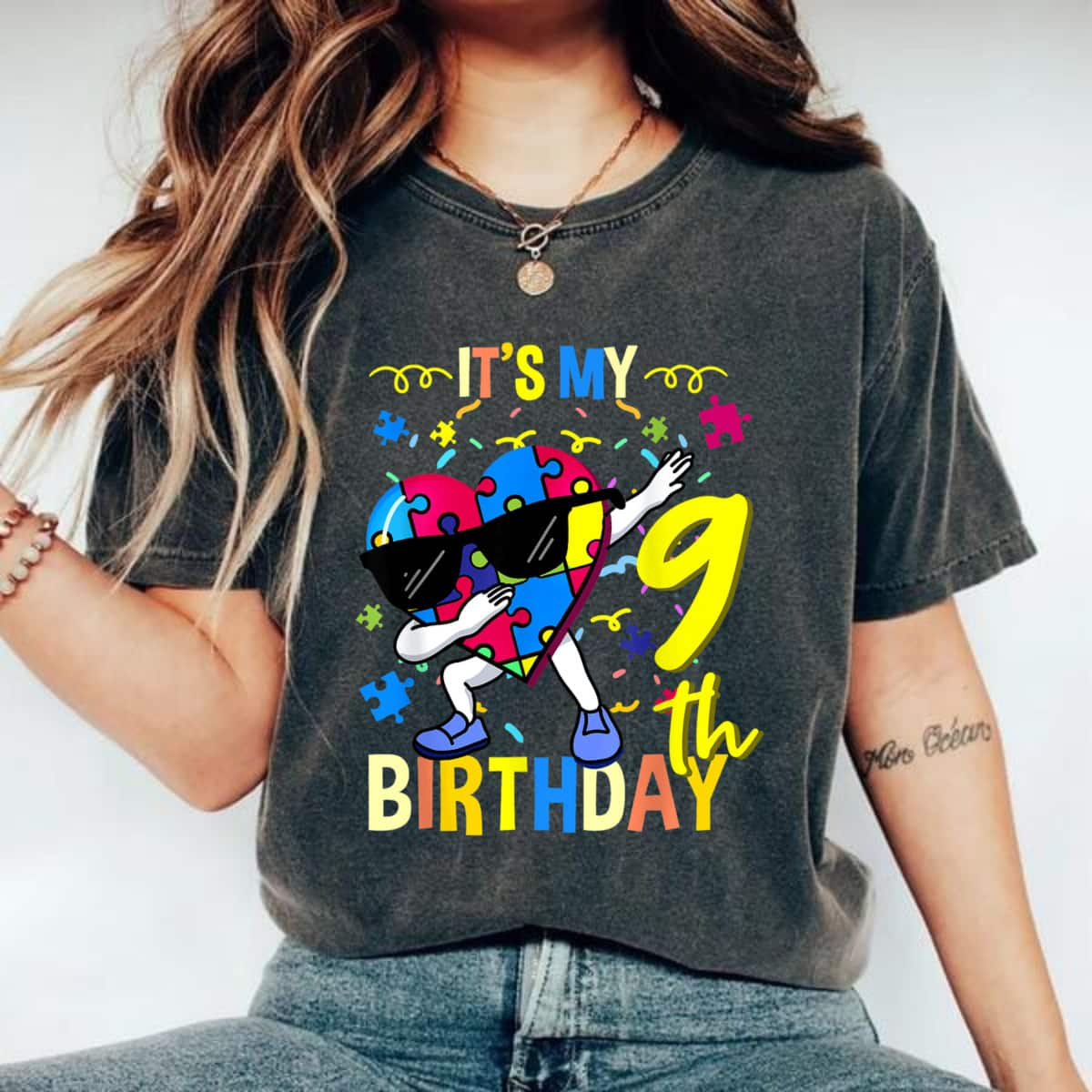 Its My 9th Birthday Dabbing Autism Puzzle T-Shirt