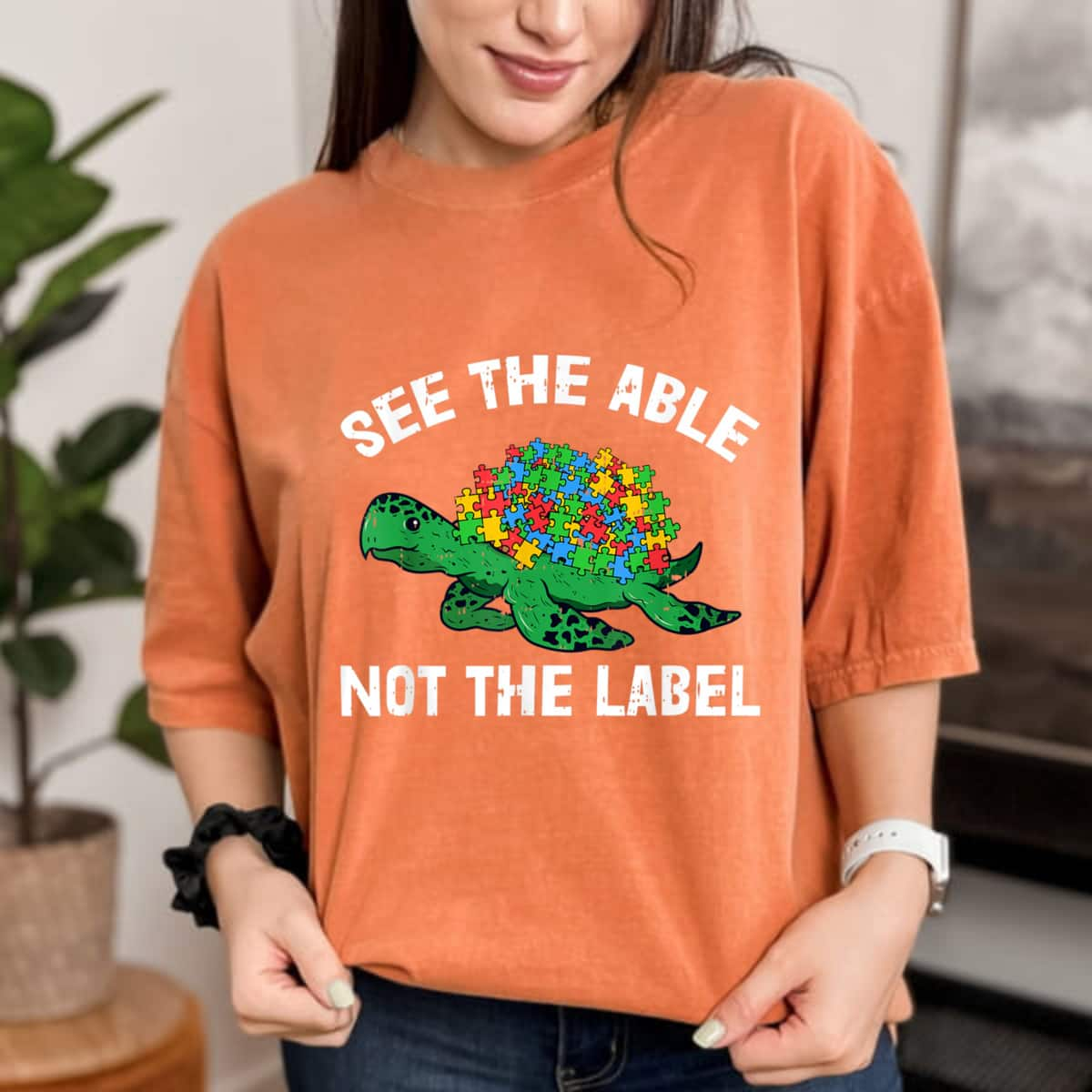 See The Able Not The Label Autism Awareness Kids Sea Turtle T-Shirt