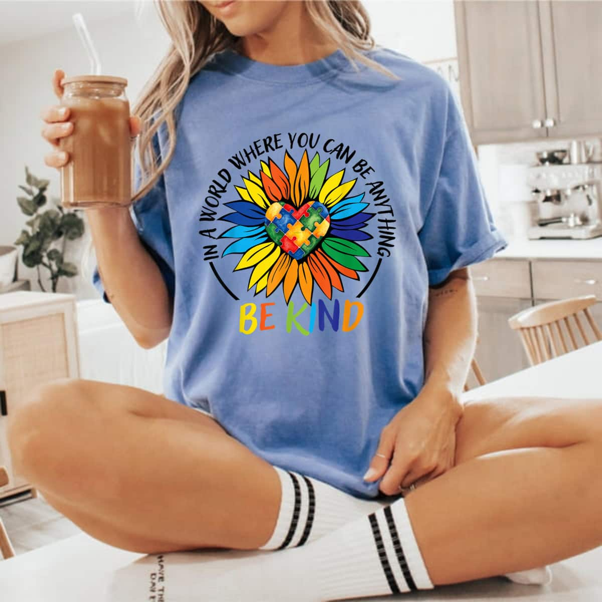 In A World Where You Can Be Anything Be Kind Autism Heart T-Shirt