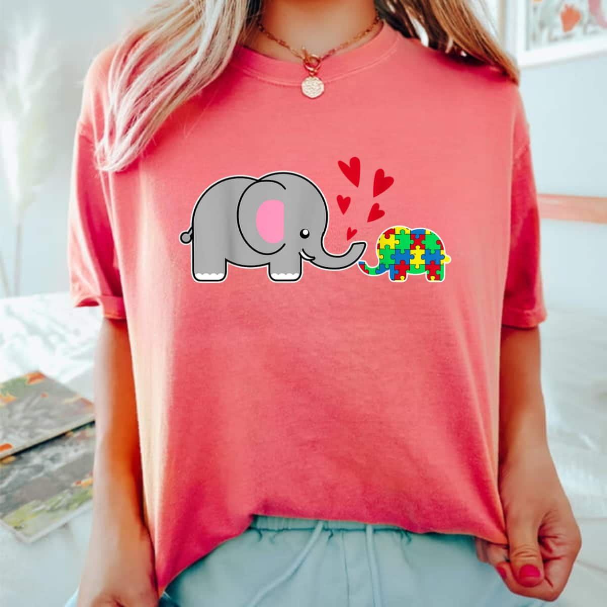 Baby Elephant Love Puzzle Piece Cool Autism Awareness Gift T-Shirt