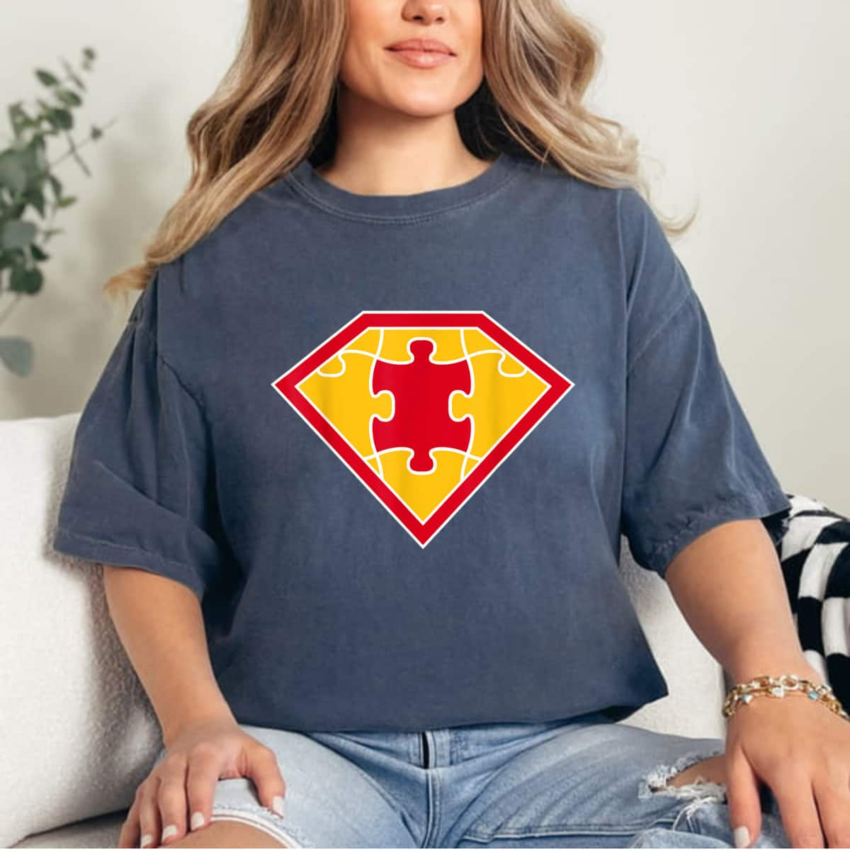 Superhero Puzzle Piece Inspirational Autism Awareness Gift T-Shirt