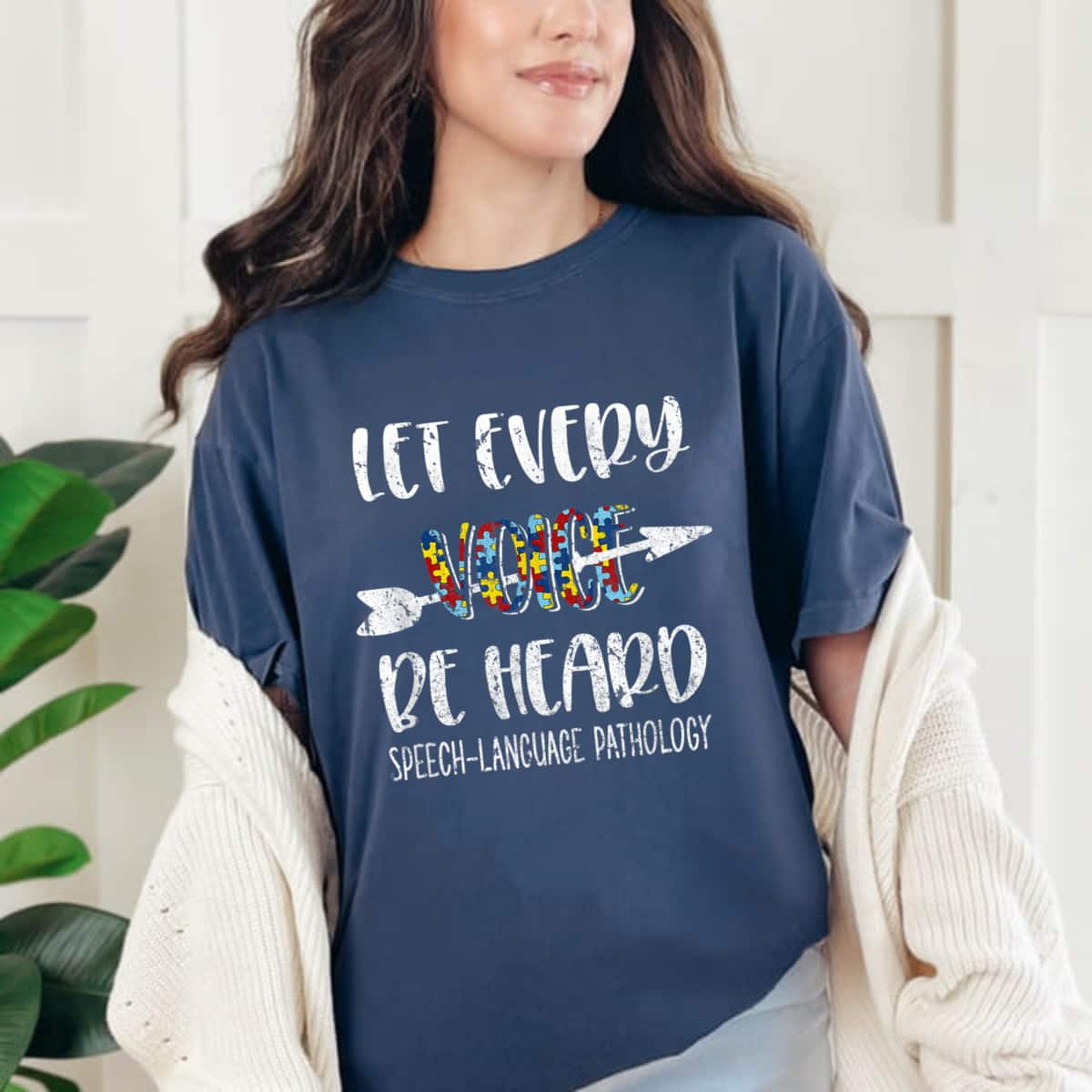 Autism Awareness Month Costume SLP Teacher Puzzle T-Shirt