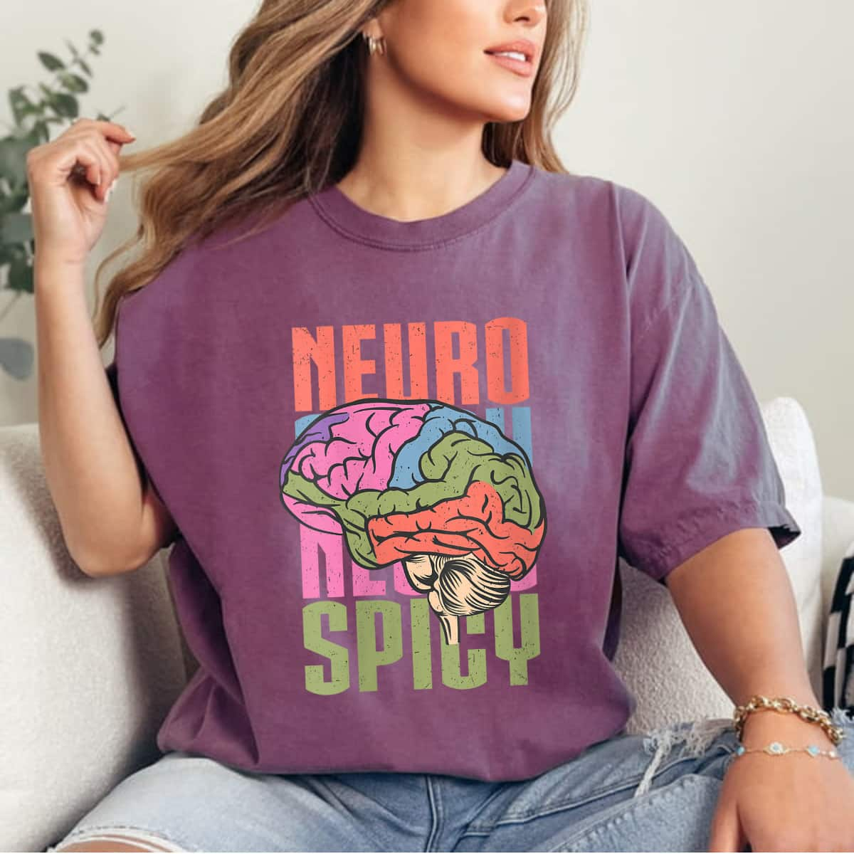 Womens Neuro Spicy Neurodiversity Autism Awareness ASD ADHD SPED T-Shirt