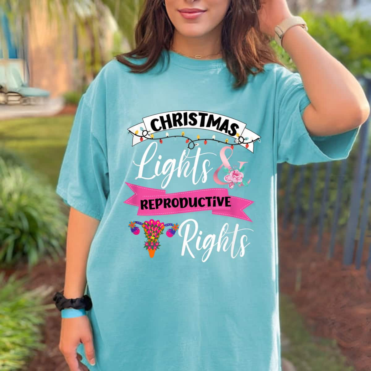 Feminist Christmas Lights & Reproductive Rights Pro Choice T-Shirt