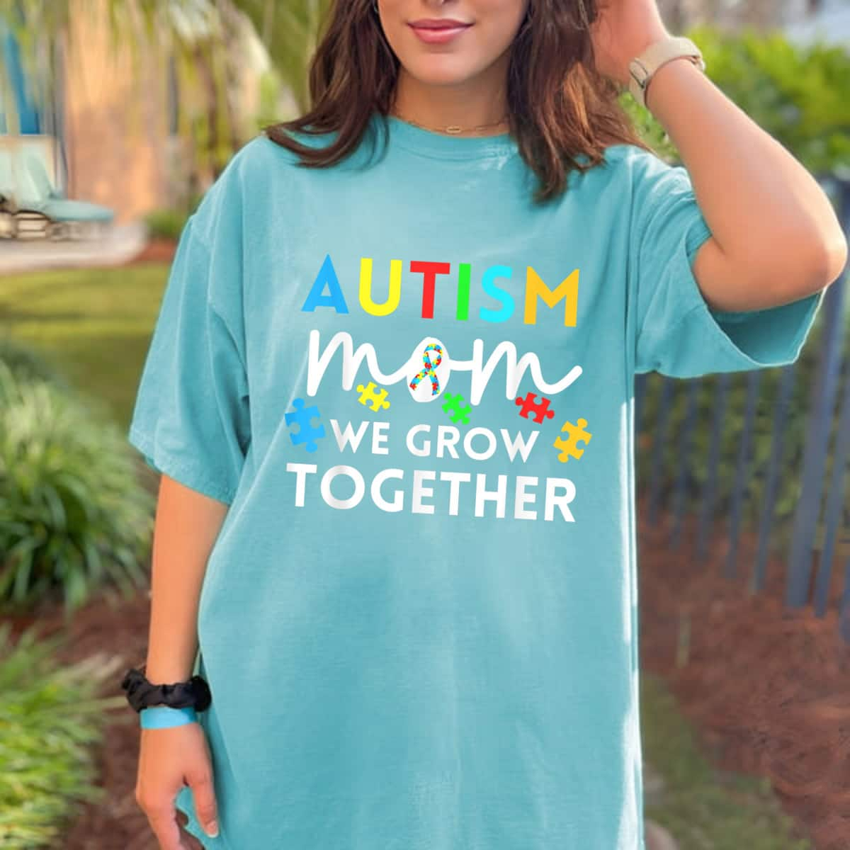 Inspirational Autism Mom We Grow Together Autistic Awareness T-Shirt