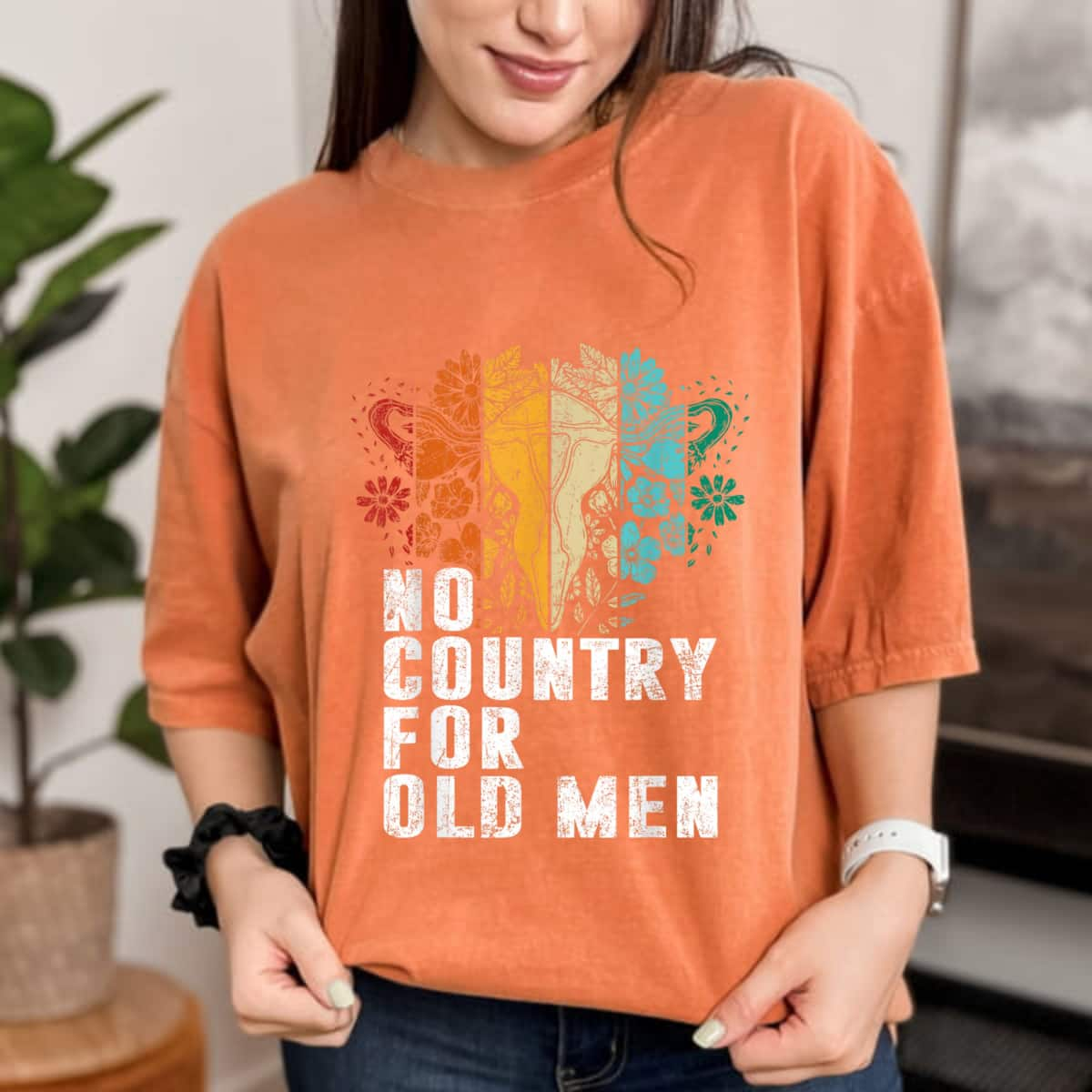 No Country For Old Men Uterus Feminist Women Rights Vintage T-Shirt