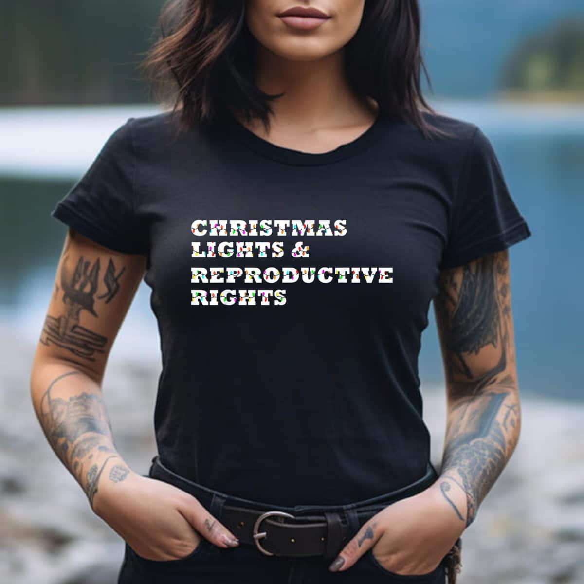 Christmas Lights & Reproductive Rights Feminist Pro Choice T-Shirt