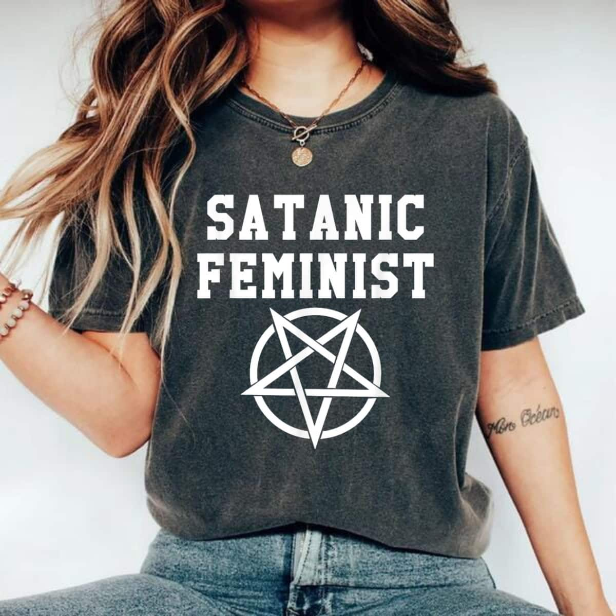 Satanic Feminist Goth Punk Rock Emo Metal Music T-Shirt