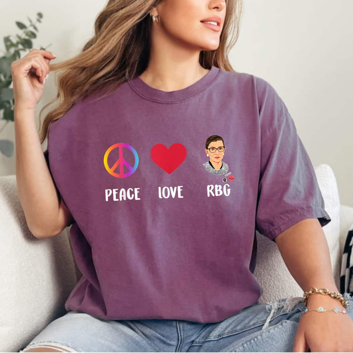 Peace Love RBG Ruth Bader Ginsburg Feminist T-Shirt