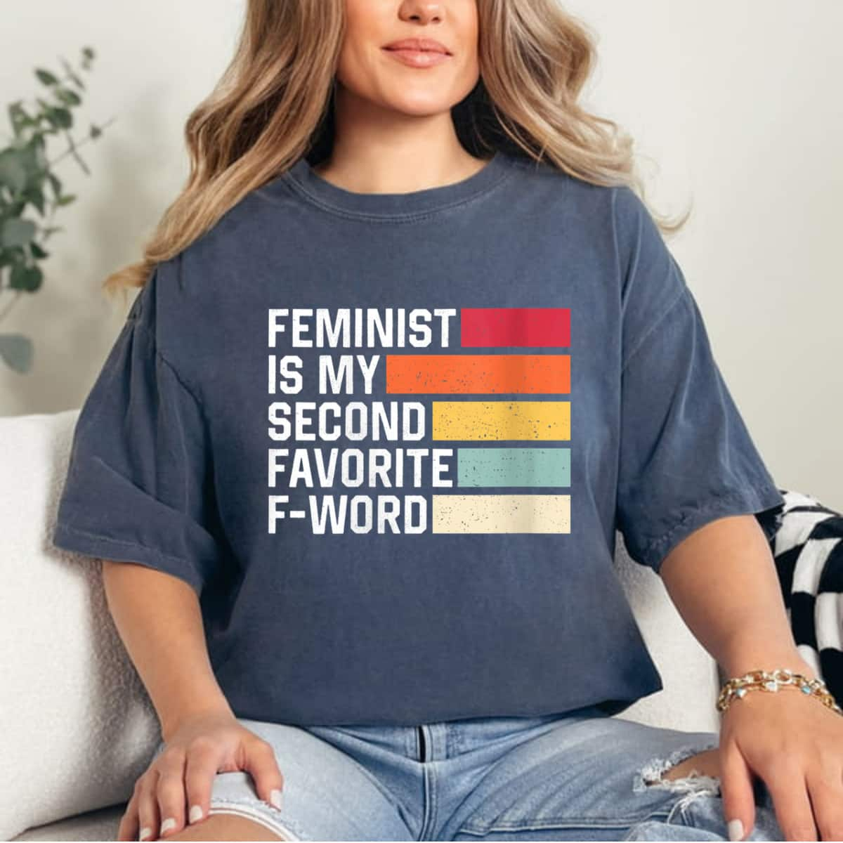 Womens Feminist Is My Second Favorite F Word Retro Feminism T-Shirt