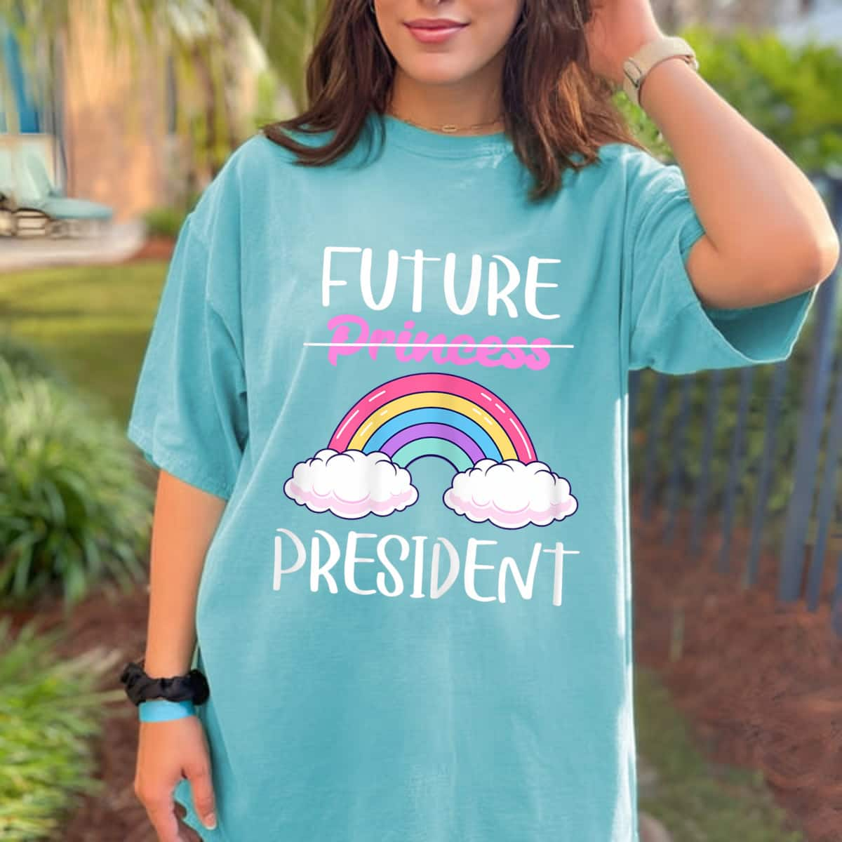 Future President Girls Feminist Rainbow T-Shirt