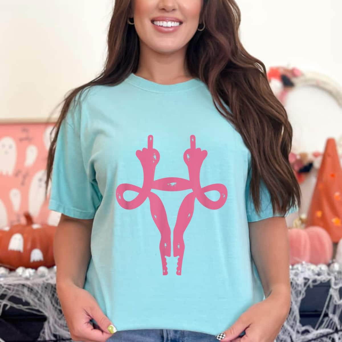 Uterus Middle Fingers Funny Pro-Choice & Feminist T-Shirt