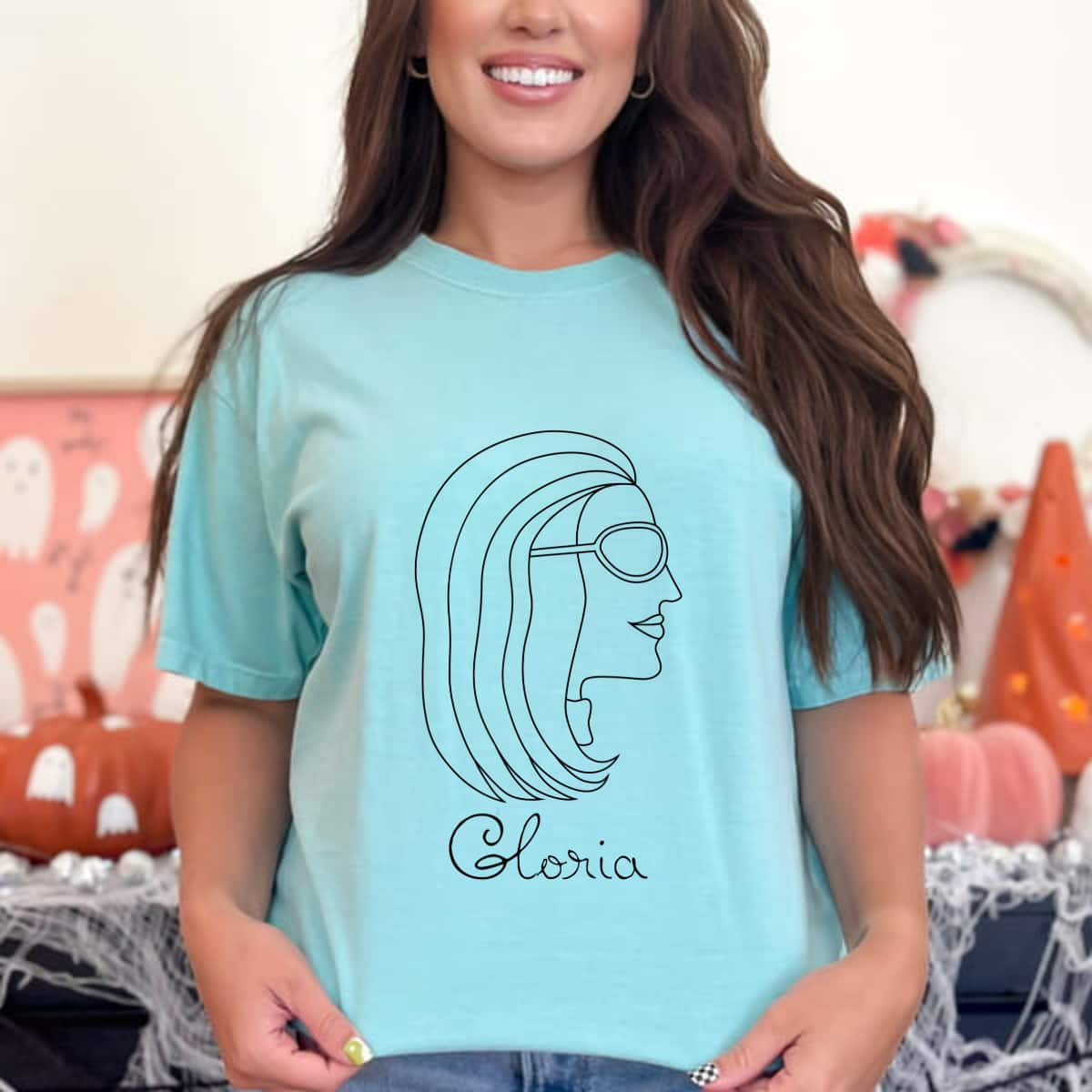 Gloria Woman Name Profile Drawing Feminist Pro Choice T-Shirt