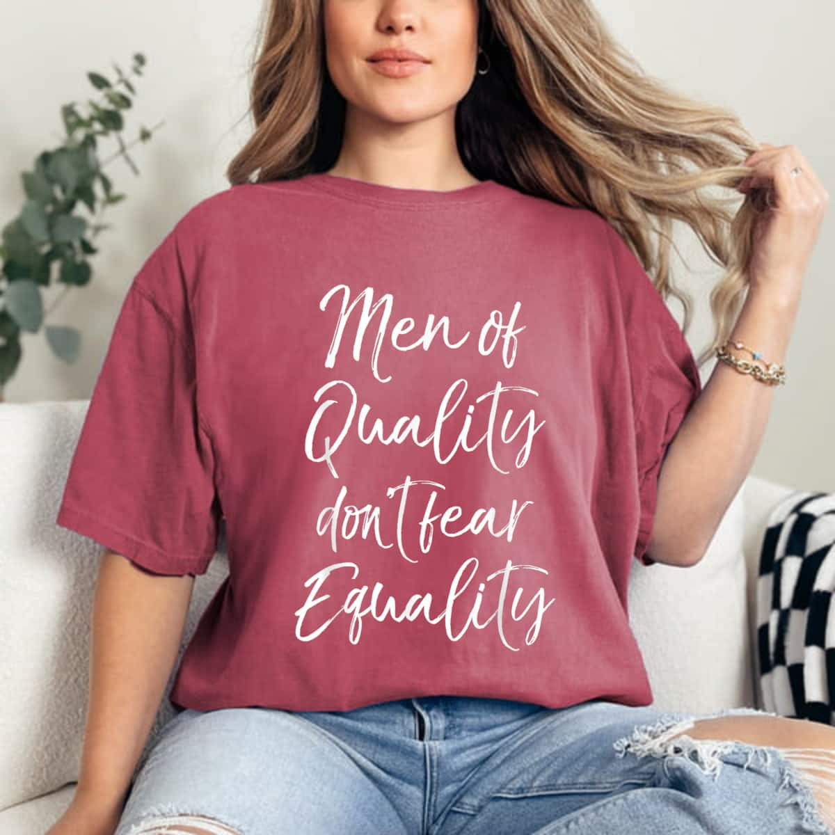 Cute Feminism Quote Gift Men Of Quality Don't Fear Equality T-Shirt