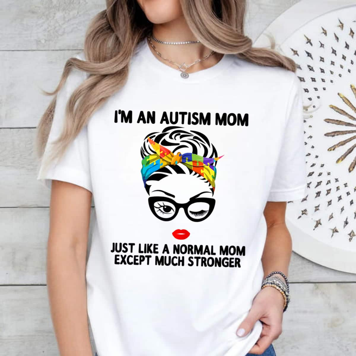 Womens Th Autism Mom Like A Normal Mom Autism Awareness T-Shirt