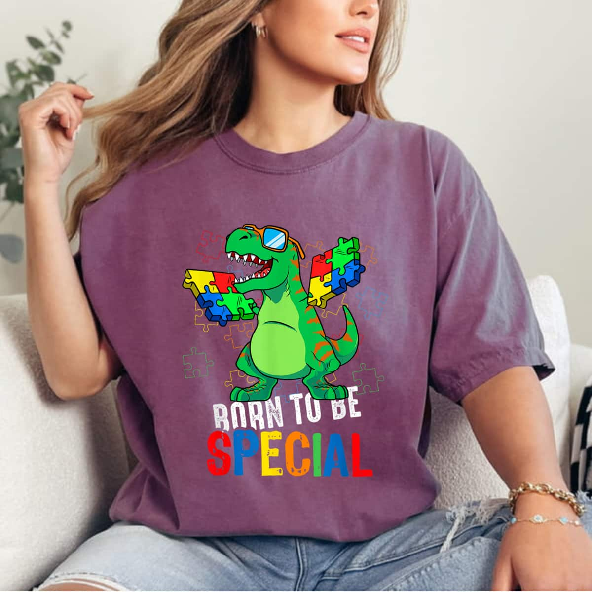 Kids Autism Awareness Dino Toddler Boys Dinosaur Autism T-Shirt