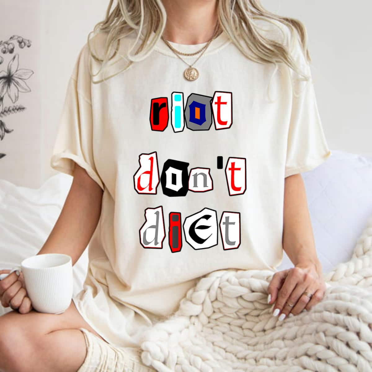 Riot Don't Diet Funny Feminist Riot Grrl T-Shirt