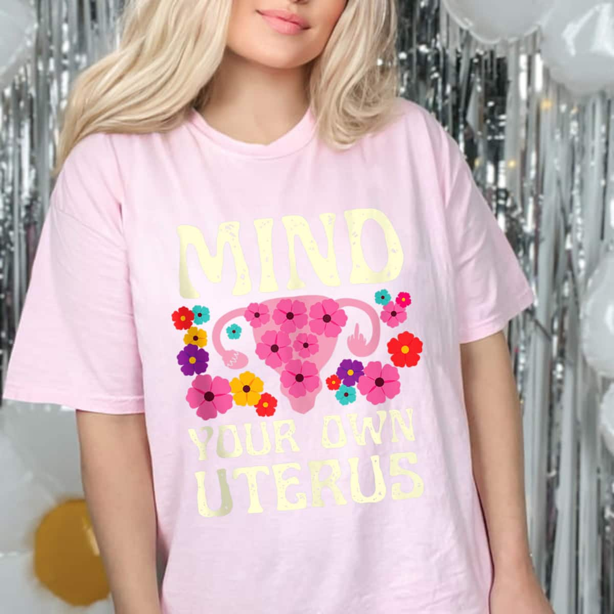 Mind Your Own Uterus Floral Feminist Women Pro-choice T-Shirt