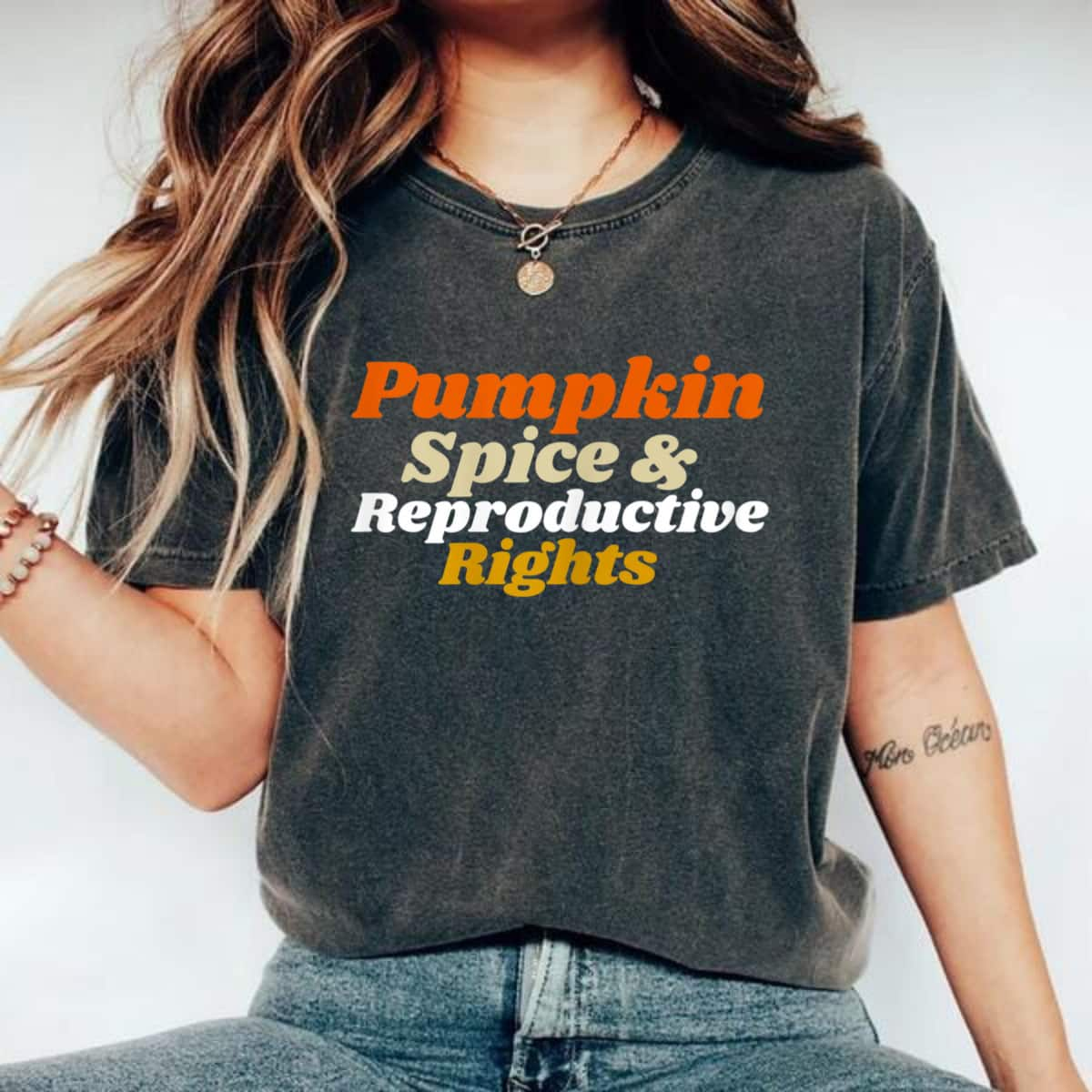 Womens Pumpkin Spice And Reproductive Rights Feminist T-Shirt