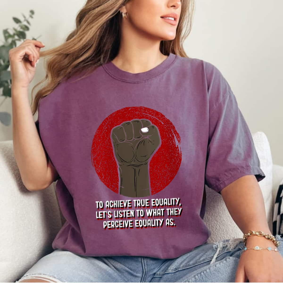 Womens To Achieve Equality Humanity Anti Racist Kindness T-Shirt