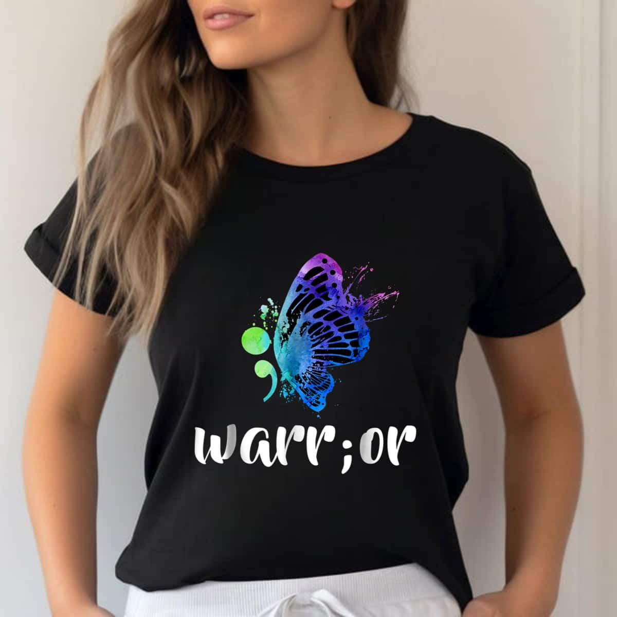 Warr;or Mental Health Awareness Butterflies T-Shirt