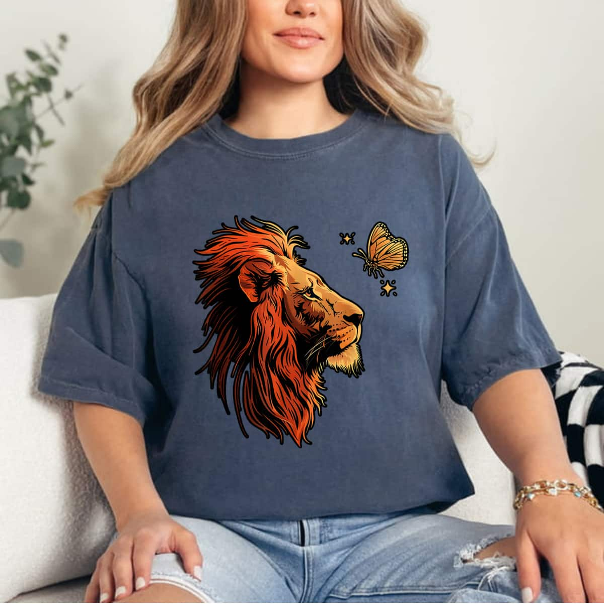 Lion Head Lion Butterfly T-Shirt