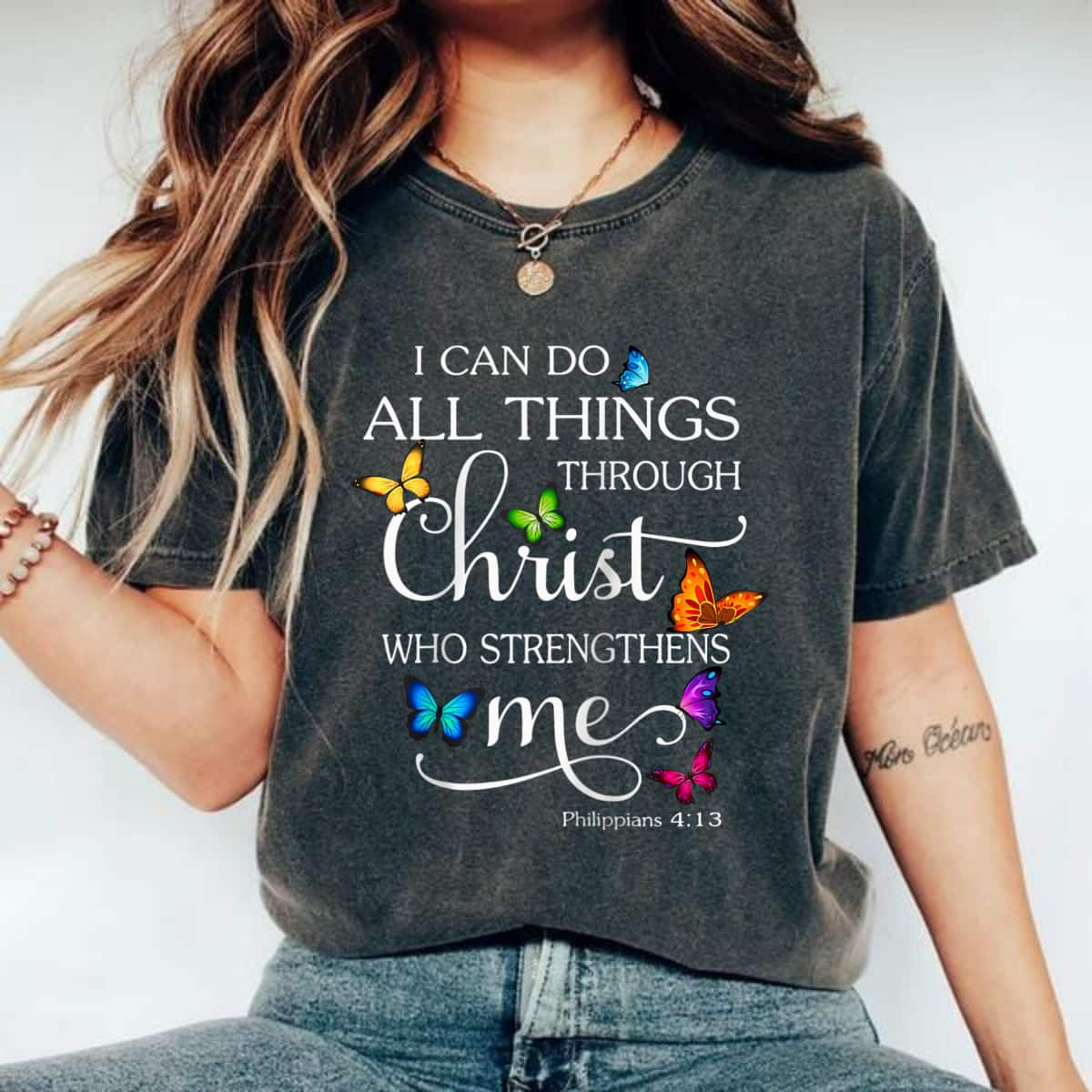 Butterfly Art I Can Do All Things Through Christ T-Shirt